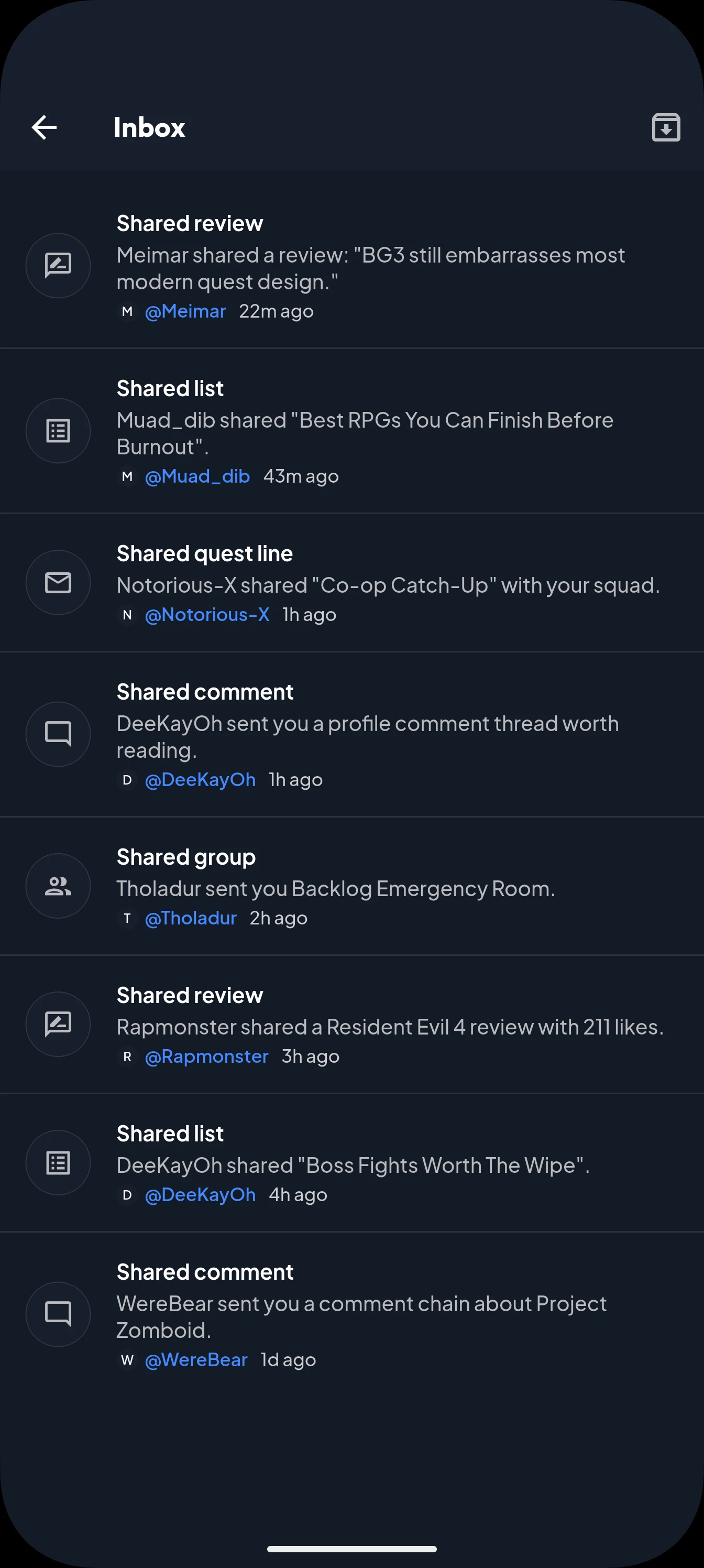 Checkpointr inbox screen